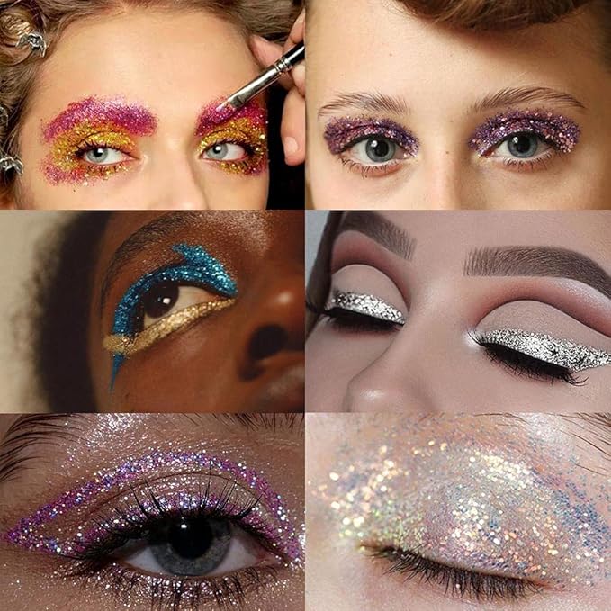 evpct 8 Colors Liquid Glitter Eyeliner Liquid Sets Glitter Eye Liners for Women White Silver Rose Gold Pink Sparkly Shimmer Eyeliner Set