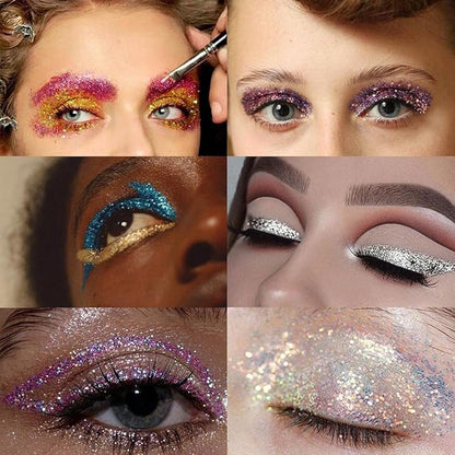 evpct 8 Colors Liquid Glitter Eyeliner Liquid Sets Glitter Eye Liners for Women White Silver Rose Gold Pink Sparkly Shimmer Eyeliner Set