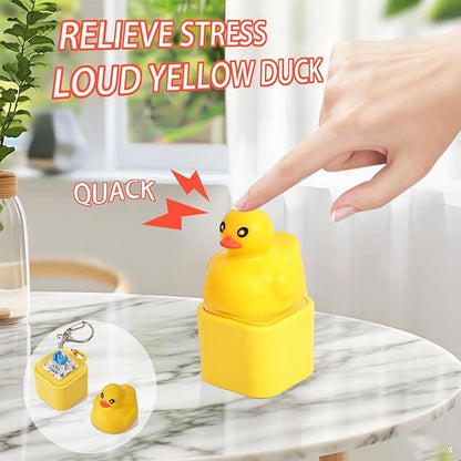 Duck Quacking Fidget Toy, Fun Stress Relief Toy with Led Lights, Cute Duck Quacking Keychain, Adults Keyboard Clicker, Ideal for ADHD and Autism (Duck Quacking)