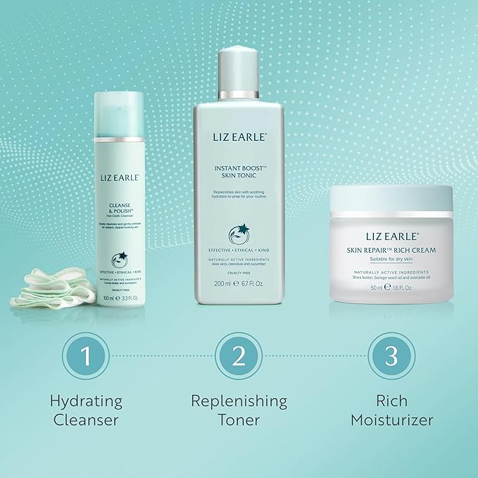 Liz Earle Cleanse & Polish Hot Cloth Face Wash - Gentle Facial Cleanser & Exfoliating Cotton Cloth - Boosts Hydration and Reveals Instant Radiance (100ml)
