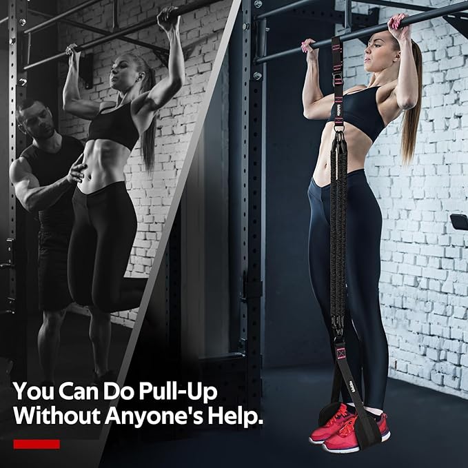 Pull Up Assistance Bands Set, Heavy Duty Adjustable Pull Up Assist Band with Feet Rest, Strength Training Bands for Home Gym Fitness, Pull-Up Bar, Calisthenics and Body Stretching
