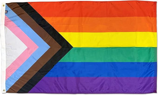 FlagSource Progress Pride Nylon Decorative Flag, Made in the USA, 2x3'