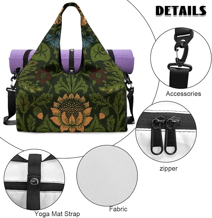 Yoga Mat Bag for Women Men Large Carryall Tote with Adjustable Shoulder Strap for Gym Yoga Travel Pilates Office