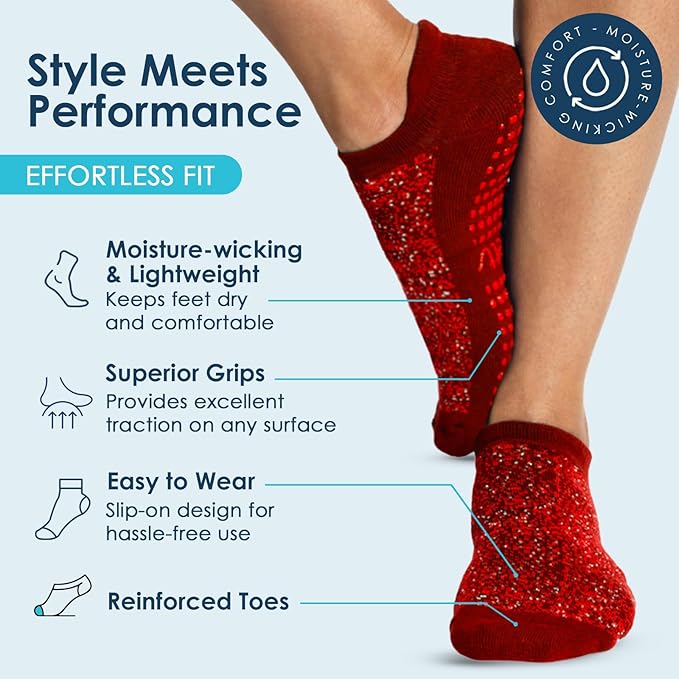 Tucketts Crew Closed Toes Non-Slip Grip Socks - Anti Skid Yoga, Barre, Pilates, Home & Leisure, Pedicure