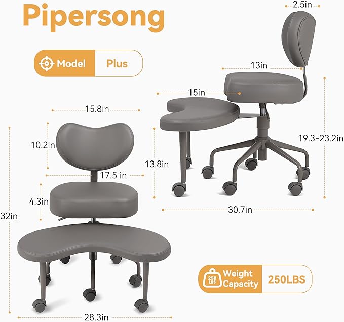 Meditation Chair Plus, Cross Legged Chair with Wheels, ADHD Chair, Criss Cross Desk Chair with Lumbar Support and Adjustable Stool, Flexible Design for Fidgety Sitters, Black