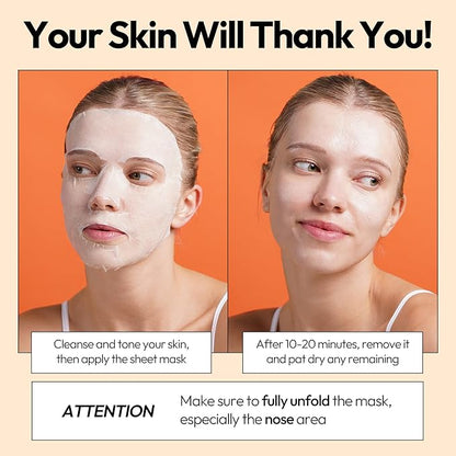 LAPCOS Super Collagen Sheet Mask – Hydrating Face Masks w/Peptide Complex, Vegan Collagen, Niacinamide & Hyaluronic Acid – Revitalizing & Firming Korean Skincare Paraben-Free, Cruelty-Free (10 Pack)