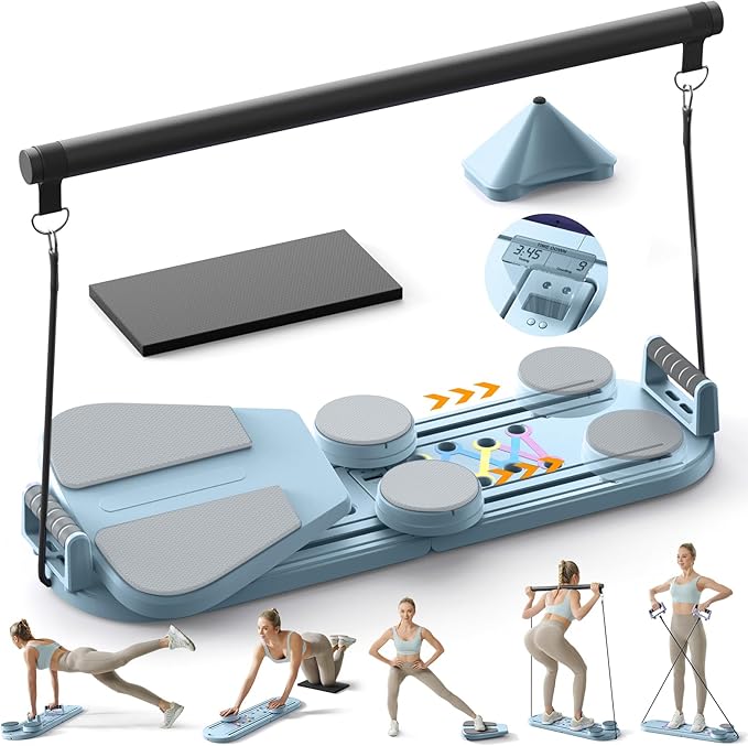 Pilates Board,Multifunctional Rebound Abdominal Board,Foldable Pilates Reformer Set, Ab Core Trainer Machine,Ab Exercise Board,Abs Workout Equipment for Women Home Gym Equipment