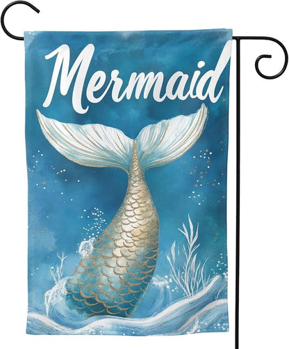 Mermaids Garden Flag 12x18 In Double Sided Yard Flags Lawn Sign Decor No Flagstand