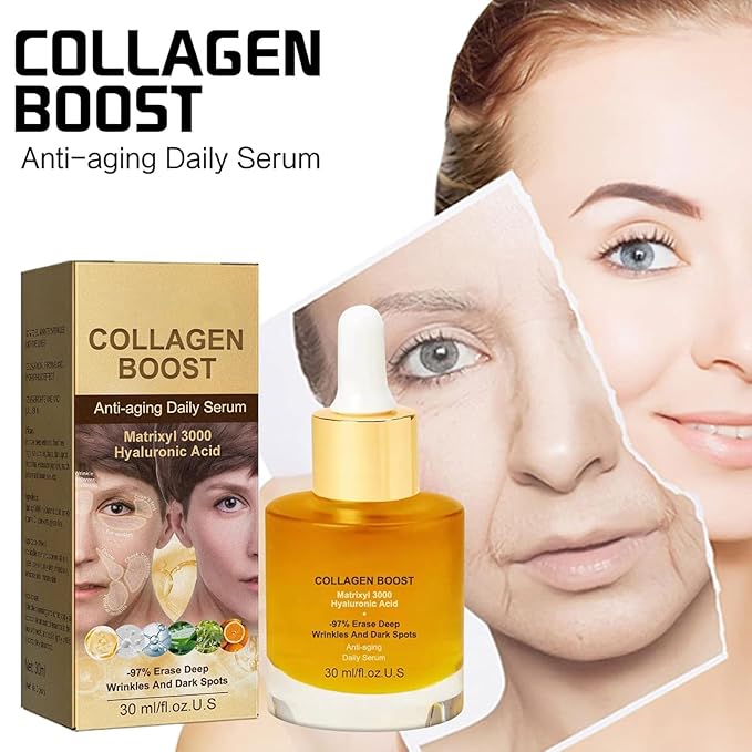 Collagen Boost Anti-Aging Serum, Collagen Peptide Anti-Wrinkle Serum, Collagen Face Serum For Skin Tightening Helps Lift, Plump, & Firm Sagging Skin, Serums For Skin Care, Anti Wrinkle Boost