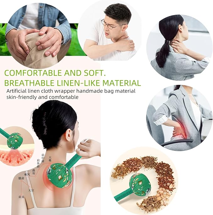 13 Inch Long Handle Mugwort Meridian Massage Hammer, Manual Back Massager for Soothing and Relieving Shoulder, Neck and Muscle Pain, Portable Massage Hammer for Home, Travel, Office.