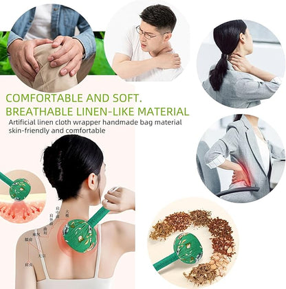 13 Inch Long Handle Mugwort Meridian Massage Hammer, Manual Back Massager for Soothing and Relieving Shoulder, Neck and Muscle Pain, Portable Massage Hammer for Home, Travel, Office.