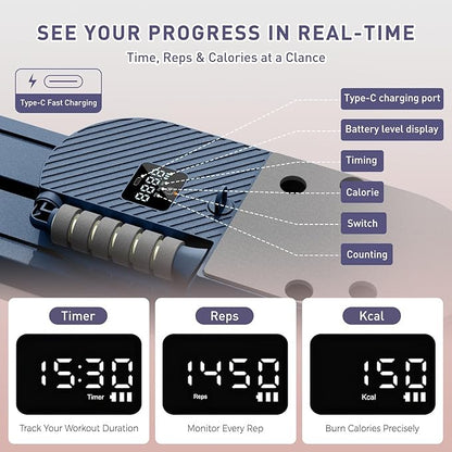 2025 Upgrated Pilates Board, Portable Pilates Reformer with Two Groups Resistance Band and Counter, Multi-Function Abdominal Pilates Board for Home, Suitable for Full-Body Workouts