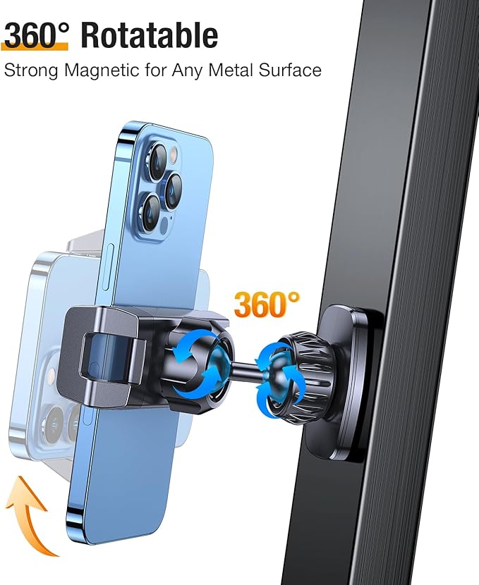 Magnetic Phone Holder for Gym【Strong Magnets】 Tripod Mount Ring Gym Magnetic Phone Holder Attach to Metal Surface, Gym Accessories for Men Women Essentials for All Smartphones 4.7-7"