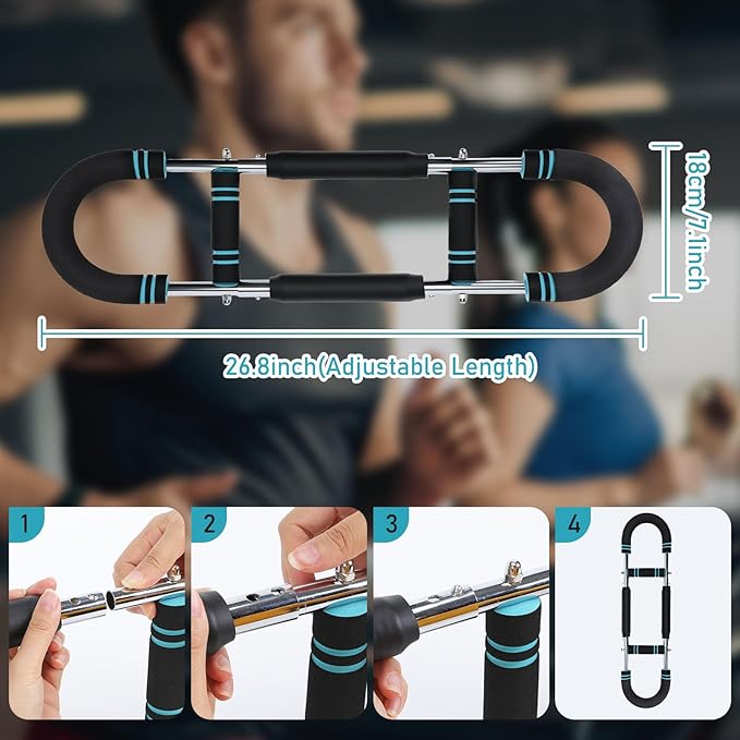 Twister Arm Trainer, BicycleStore Adjustable Forearm Strengthener Detachable Chest Workout Device, Tricep Arm Twister Exerciser for Men Portable Shoulder Muscle Fitness Equipment for Strength Training