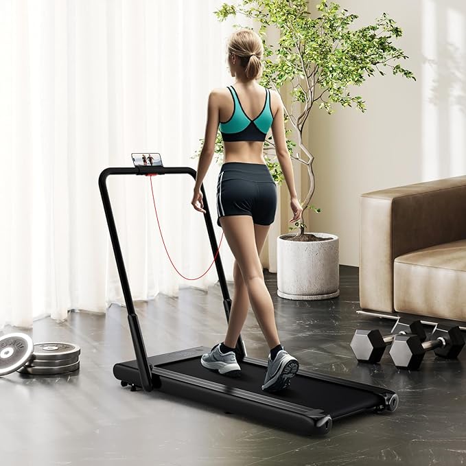 GYMAX Walking Pad Treadmill, 3HP Under Desk Treadmills with 340LBS Capacity, LED Display, Remote & APP Control, 3 in 1 Portable Compact Running Jogging Machine for Home Office Gym Exercise