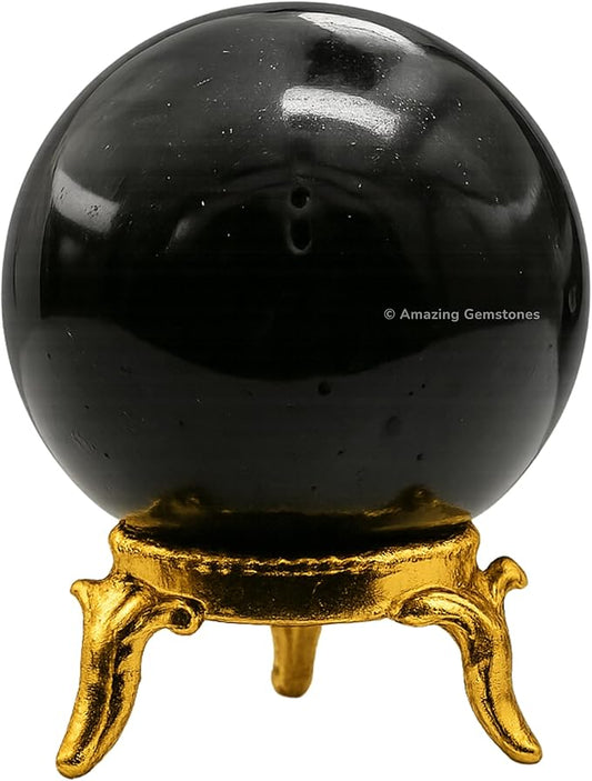 Amazing Gemstone Black Tourmaline Crystal Ball with Stand - 2" Inches Crystal Sphere Meditation Balls for Witchcraft and Decorative Balls