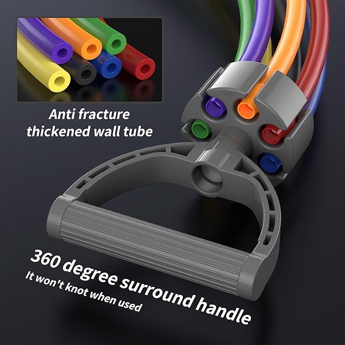 Resistance Bands Set 17 Piece - Exercise Tubes with Handles, Door Anchor, Ankle Straps & Carry Bag - Shape Body & Home Workouts