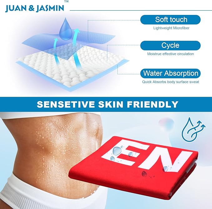 JUAN & JASMIN Microfiber Gym Towels Soft for Exercise Fitness, Sports, Workout, ODR Men & Women Quick-Drying Towels (Red)