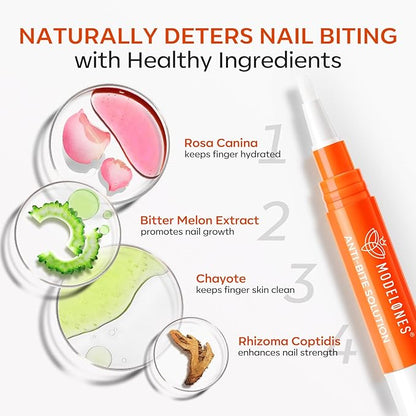 modelones Stop Biting Pen Nail Biting Treatment for Kids Quick Dry Nail Biting Prevention for Kids Thumb Sucking Deterrent Bitter No Bite Nail Polish Nail Repair for Damaged Nails Care 0.24 Fl Oz
