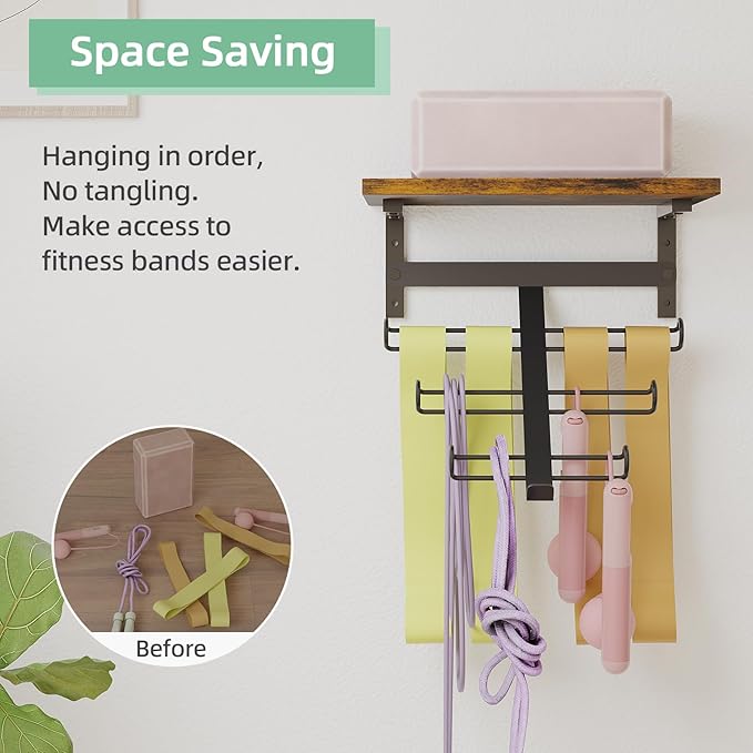 TJ.MOREE Resistance Rack Band Storage Hanger with Shelf Gym Equipment Organizer, Storage Rack for Home Gym