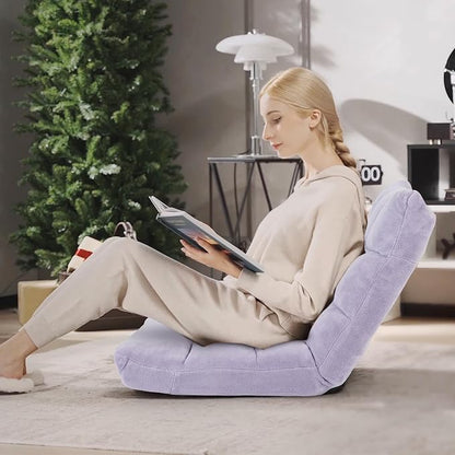 RELAX4LIFE Floor Chair with Back Support - 14-Position Adjustable Lazy Sofa Chair, Padded Sleeper Bed & Couch Recliner for Reading Meditation, Folding Floor Gaming Chair for Adults (Light Purple)