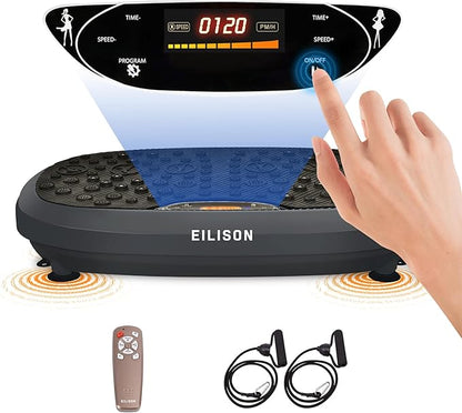 EILISON FitMax 3D XL Vibration Plate Exercise Machine - Whole Body Workout Vibration Platform w/Loop Bands - Lymphatic Drainage Machine for Weight Loss, Shaping, Wellness, Recovery