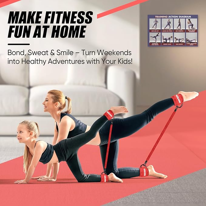 Ankle Resistance Bands with Cuffs, Ankle Weights Bands for Working Out, Women Leg and Glutes Workout Equipment, Exercise Bands for Kickbacks, Butt and Booty Trainer, Home Gym Fitness Equipment