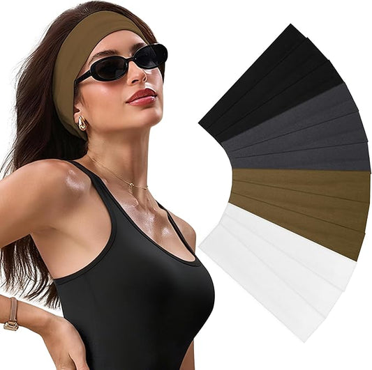 Headbands for Women - 12Pcs Non-Slip Cotton Cloth Headbands for Women's Hair Accessories,Fashion Sports Hair Bands & Ties,Soft Fabric for Yoga,Running,Workout