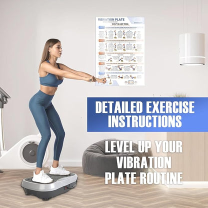 Whole Body Vibration Plate Exercise Poster, Fitness Workout Guide with 30 day Training Chart