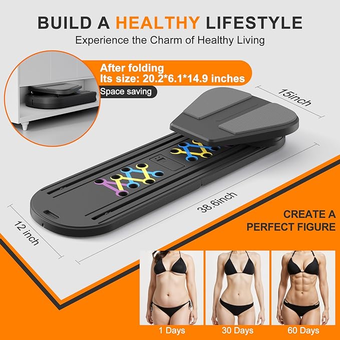 Pilates Board,Multifunctional Rebound Abdominal Board,Foldable Pilates Reformer Set, Ab Core Trainer Machine,Ab Exercise Board,Abs Workout Equipment for Women Home Gym Equipment