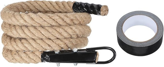 MECCANIXITY Climbing Rope 10ft x 1.5", Gym Climbing Rope Thick Twine Ropes Jute Natural Brown Burlap Cord String Heavy Twisted for Workout Rock Exercise Indoor Outdoor Fitness Training