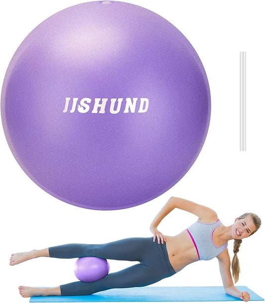 Pilates Ball, 9 Inch Small Exercise Mini Soft Workout Yoga Ball with Exercise Guide, for Home Gym Yoga, Pilates, Core Training, Workout, Balance, Stability