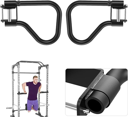 SELEWARE Solid Dip Bar Attachment for 2" x 2" or 3" x 3" with 1", 1/2" or 5/8" Hole Power Cage Squat Rack, Set of 2 Dip Bar Muti-Grip Handles for Strength Training, Double Welding Design
