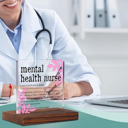 Appreciation Gifts for Mental Health Nurse Clear Desk Decor Sign, Recognition Gifts for Psychiatric Assistant Nursing Students Graduation, Nurses Week PMHNP Definition Clinic Office Plaque TZD40