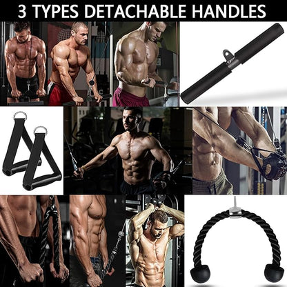 Weight Cable Pulley System Gym Upgraded Fitness LAT and Lift Pulley Attachments Tricep Workout Pulley System with Adjustable Length Cable for Home Gym LAT Pull Down Biceps Curl Tricep Arm Workouts