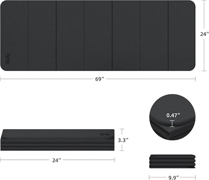 1/2 Inch Extra Thick Yoga Mat Pilates Equipment, 69"x24" Odorless Workout Mats for Home Gym, Non-slip Exercise Mats for Women Men Home Workout, Foldable Yoga Mats for Travel Camping Sleeping