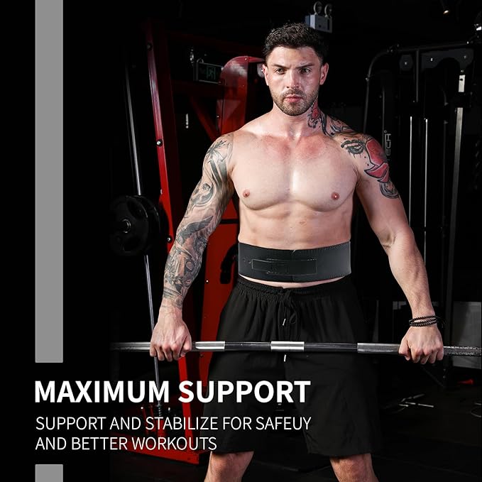 Genuine Leather Weight Lifting Belt with Lever Buckle, 10mm Thick 4" Leather Lumbar Back Support, Gym Belts Ideal for Training, Weightlifting, Bodybuilding, Squats and Deadlifts