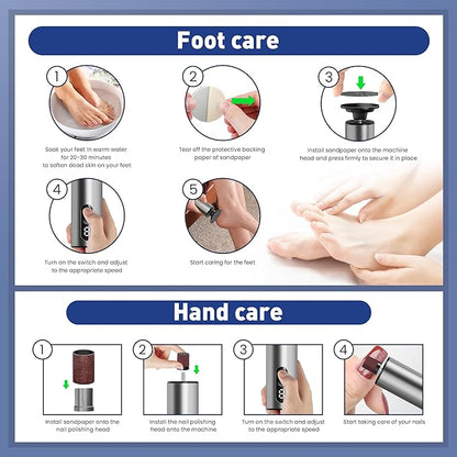 Electric Foot Callus Remover,2 in1 Rechargeable Callus Remover for Feet,9-Speed Wireless Electric Foot File Nail Grinder,Foot Scrubber Pedicure Tools for Dead Skin Dry Cracked Feet(Black MINI)