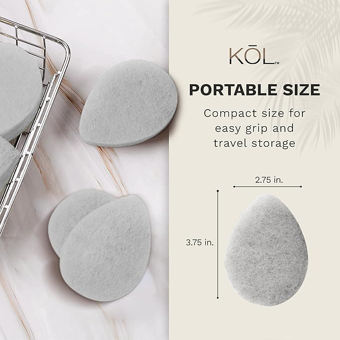 KOL Face Scrubber, Unscented Essential Oil Infused Exfoliating Facial Cleansing Pads, Disposable Exfoliator Face Sponge for Daily Cleaning and Makeup Removal, 6 Count