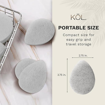 KOL Face Scrubber, Unscented Essential Oil Infused Exfoliating Facial Cleansing Pads, Disposable Exfoliator Face Sponge for Daily Cleaning and Makeup Removal, 6 Count