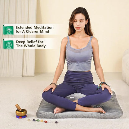 Hihealer Meditation Cushion, Traditional Tibetan Meditation Pillow Velvet Cover - Large Floor Cushion Seating for Adults - Yoga Buckwheat Bolster for Women、Moms