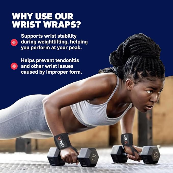 Dr. Arthritis Gym Wrist Wraps & Wrist Straps for Weightlifting Bundle (2 Pairs), Heavy-Duty Workout Straps Support for Everyday Training & Injury Recovery, Lifting Accessories for Men & Women (Black)