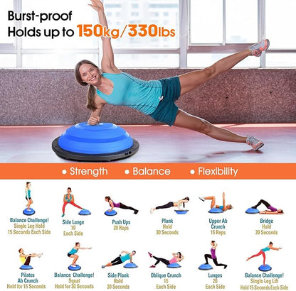 Foldable Balance Ball Trainer with Resistance Bands – Home Workout Equipment with Pump & Non-Slip Base – Core Strength Training Tool for Yoga, Pilates, Balance & Stability