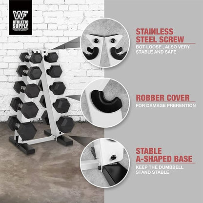 WF Athletic Supply Dumbbell Rack, 5-Tier A-Frame Dumbbell Rack for Dumbbell Storage, Color Options Available in Black/White/Green/Yellow/Red/Pink/Orange & Blue
