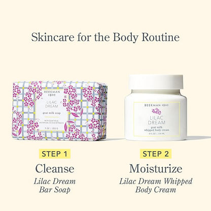 Beekman 1802 Lilac Dream Whipped Body Cream - 8 oz - Moisturizes, Soothes & Softens - With Coconut Oil and Mango Seed Butter - No Irritation - Good for Sensitive Skin