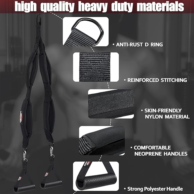 Seektop Tricep Rope, Multi Gym Tricep Rope Cable Attachment with Exercise Handle, Tricep Pull Down Ropes for Push Downs, Crunches, Facepulls
