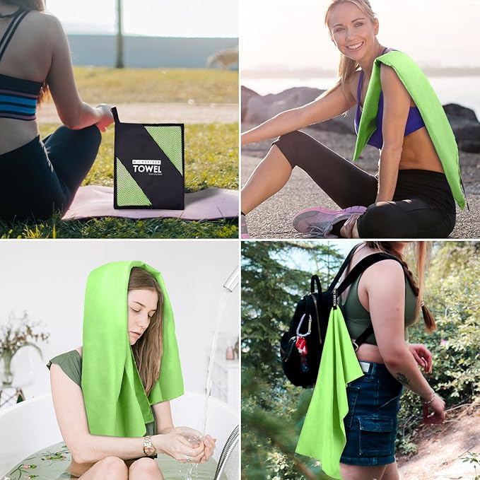 Microfiber Travel Towel, Soft Lightweight Quick Dry Towel, Super Absorbent Compact Travel & Sports & Beach Towels for Camping, Backpack, Gym, Swimming, Yoga, Hiking (M:20"×40" -Green)