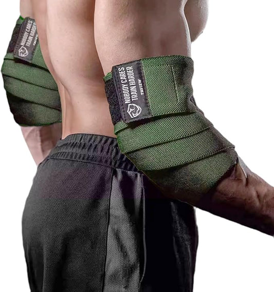 TAVIEW Elbow Wraps for Weightlifting (1 Pair), 47" Elastic Elbow Support & Compression Powerlifting, Fitness, Cross Training & Gym Workout - Elbow Straps for Weight Lifting