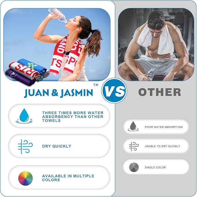 JUAN & JASMIN Microfiber Gym Towels Soft for Exercise Fitness, Sports, Workout, ODR Men & Women Quick-Drying Towels (Red)