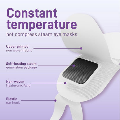 Steam Eye Mask, Heated Eye Mask for Sleep,Warm Compress with Hyaluronic Acid,Moist Heat for Dry Eye Relief,Spa,Stye Eye Treatment,Travel Essentials & Relaxation Gifts,Lavender 20 Packs